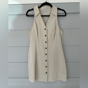 Mango | Sleeveless Beige Button-Down Dress
